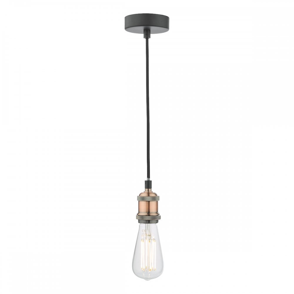 WAC0164 Waco 1 Light E27 Suspension Antique Copper Matt Black