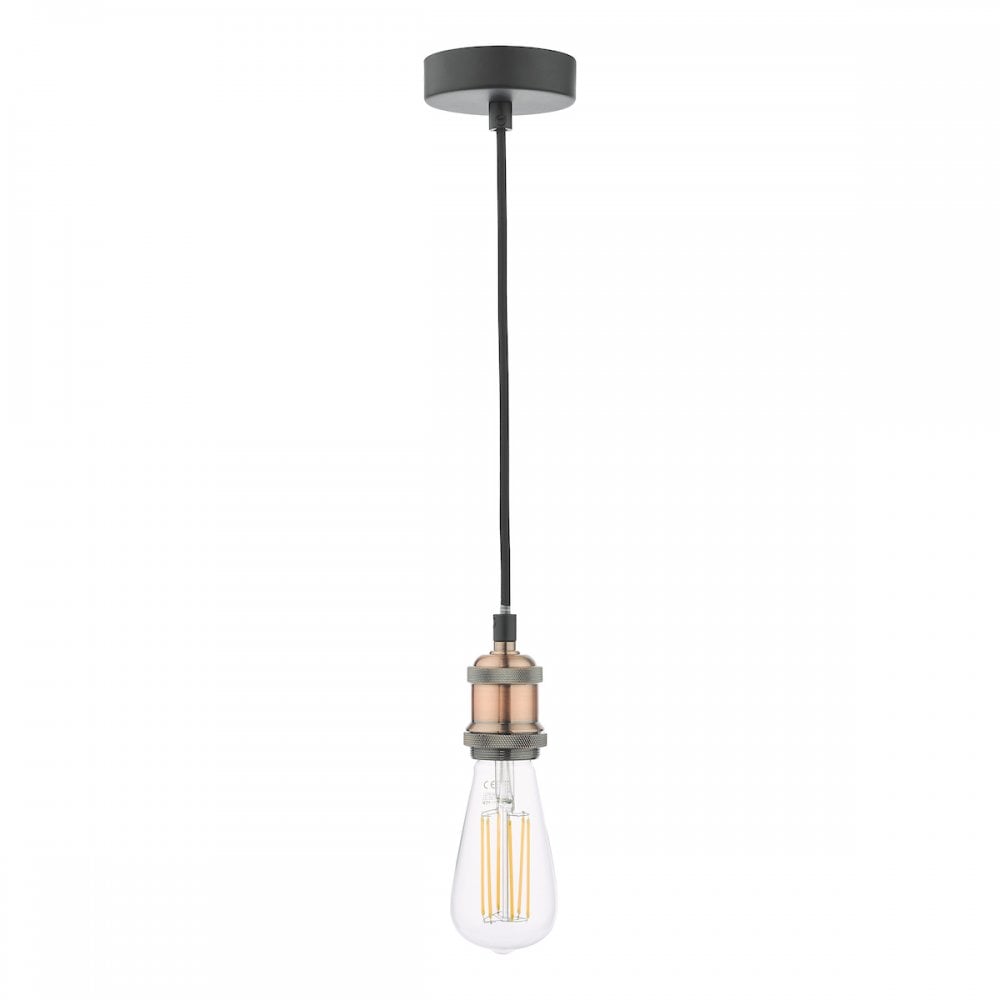 WAC0164 Waco 1 Light E27 Suspension Antique Copper Matt Black (S)