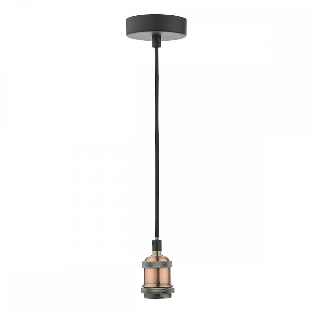 WAC0164 Waco 1 Light E27 Suspension Antique Copper Matt Black