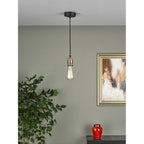 WAC0164 Waco 1 Light E27 Suspension Antique Copper Matt Black