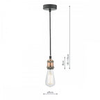 WAC0164 Waco 1 Light E27 Suspension Antique Copper Matt Black