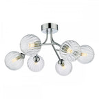YIS6450 Yiska 6 Light Semi Flush Polished Chrome Ribbed Glass
