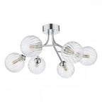 YIS6450 Yiska 6 Light Semi Flush Polished Chrome Ribbed Glass