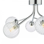 YIS6450 Yiska 6 Light Semi Flush Polished Chrome Ribbed Glass