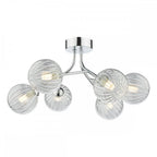 YIS6450 Yiska 6 Light Semi Flush Polished Chrome Ribbed Glass