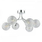 YIS6450 Yiska 6 Light Semi Flush Polished Chrome Ribbed Glass