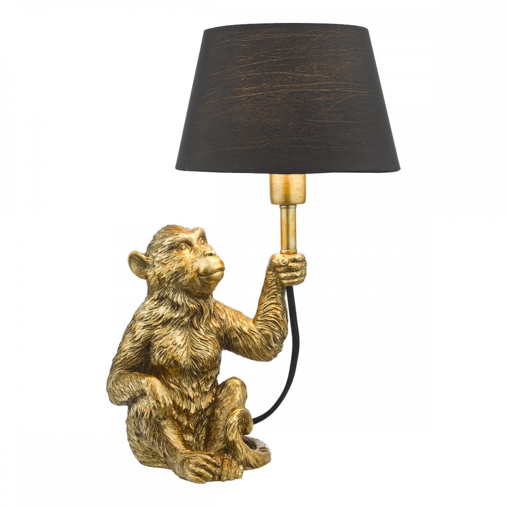 ZIR4235 Zira Monkey Table Lamp Gold With Shade