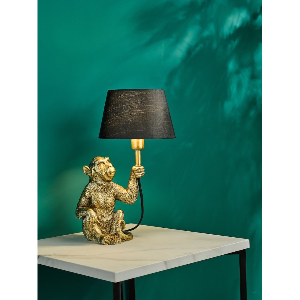 ZIR4235 Zira Monkey Table Lamp Gold With Shade