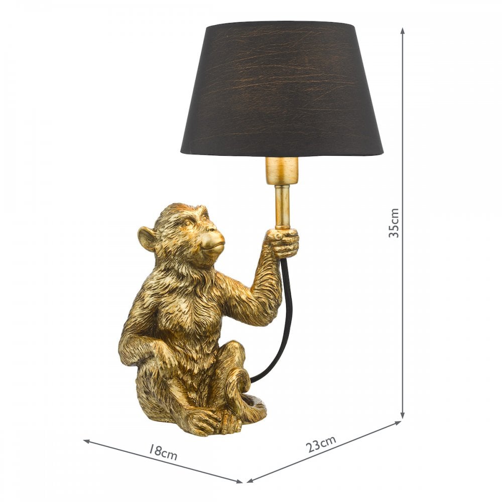 ZIR4235 Zira Monkey Table Lamp Gold With Shade