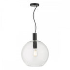 ZUL0122 Zula 1 Light Single Pendant Black Clear Glass
