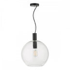 ZUL0122 Zula 1 Light Single Pendant Black Clear Glass