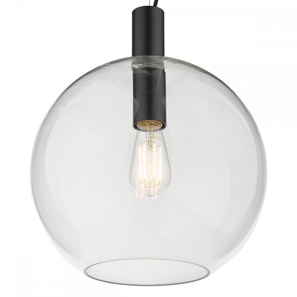 ZUL0122 Zula 1 Light Single Pendant Black Clear Glass