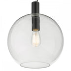 ZUL0122 Zula 1 Light Single Pendant Black Clear Glass