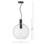 ZUL0122 Zula 1 Light Single Pendant Black Clear Glass