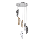 NL90539 Washington 6 Light Pendant Polished Chrome, Clear, Amber & Smoked Glass
