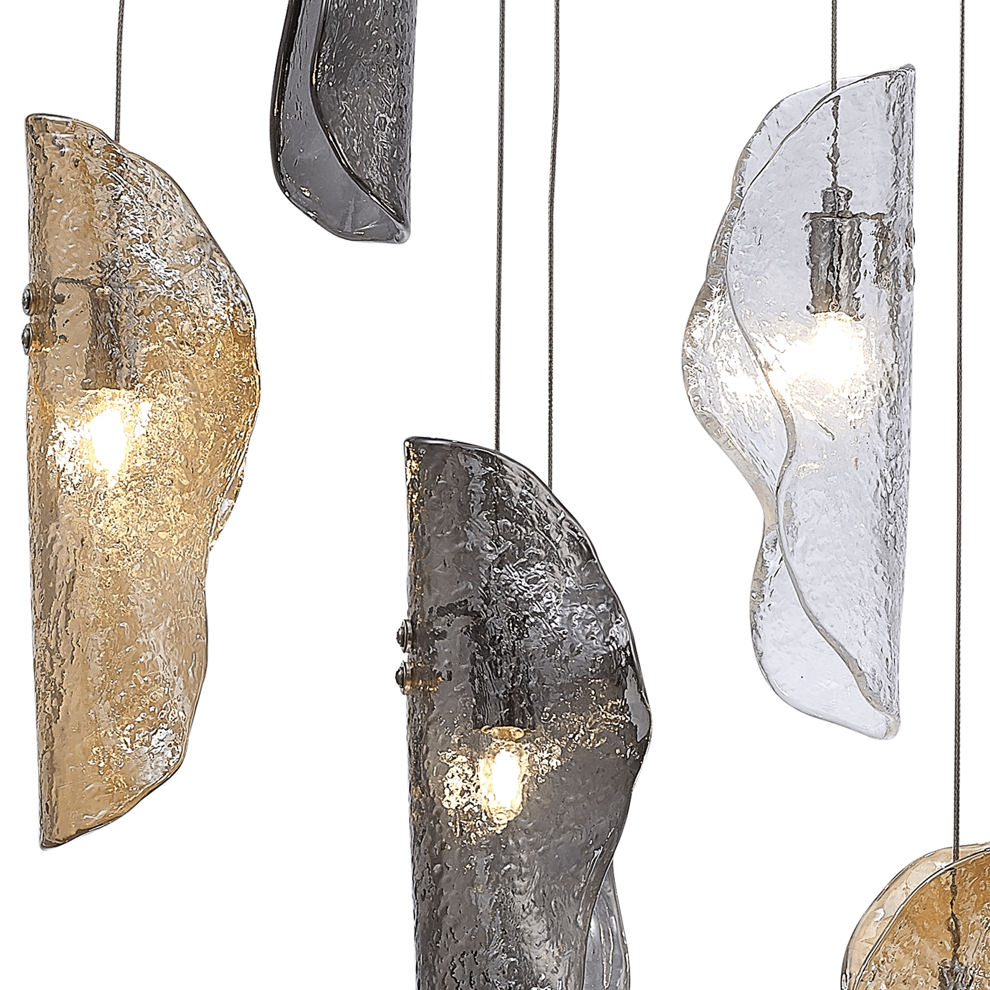 NL90539 Washington 6 Light Pendant Polished Chrome, Clear, Amber & Smoked Glass