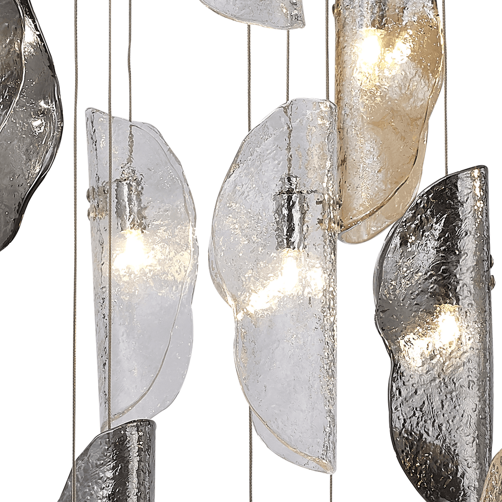 NL91389 Washington 15 Light Pendant Polished Chrome, Clear, Amber & Smoked Glass