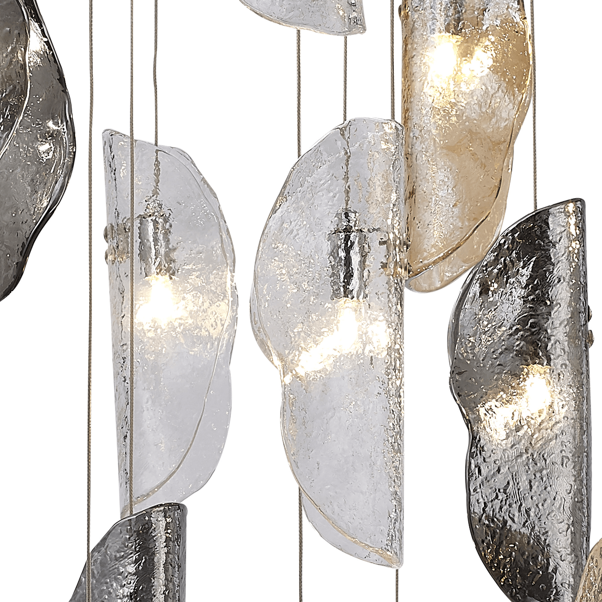 NL91389 Washington 15 Light Pendant Polished Chrome, Clear, Amber & Smoked Glass