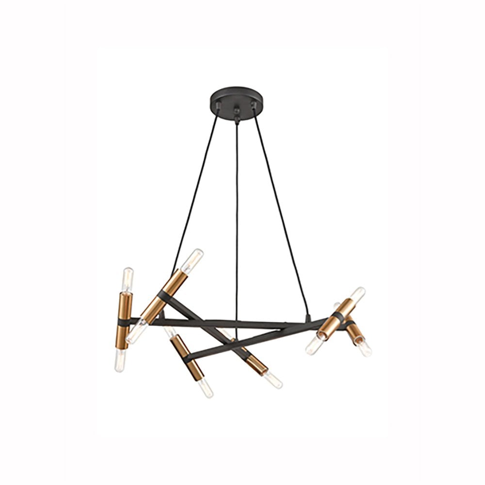 FL2418-12 Anglit 12 Light Pendant Black Gold