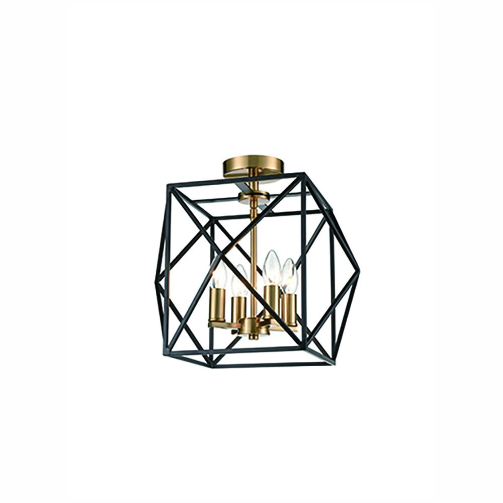 FL2417-4 Anglit 4 Light Cage Fitting Pendant Black Gold