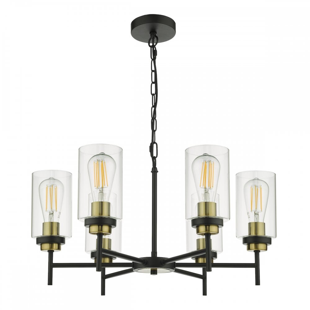 ABE0654 Abel 6 Light Pendant Satin Black Glass