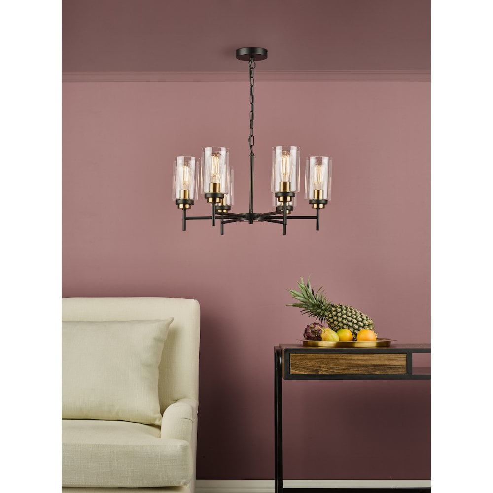 ABE0654 Abel 6 Light Pendant Satin Black Glass