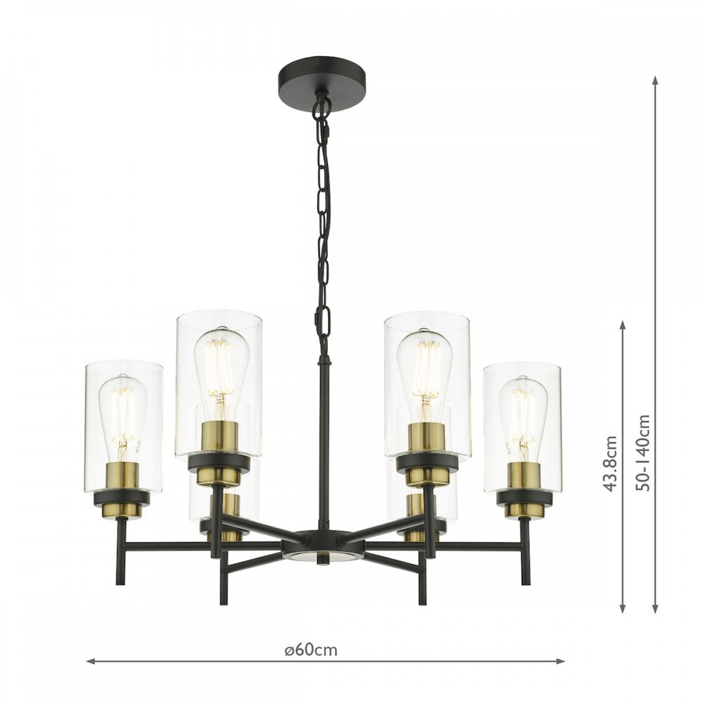 ABE0654 Abel 6 Light Pendant Satin Black Glass