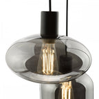 AID0310 Aiden 3 Light Cluster Pendant Satin Black & Smoked