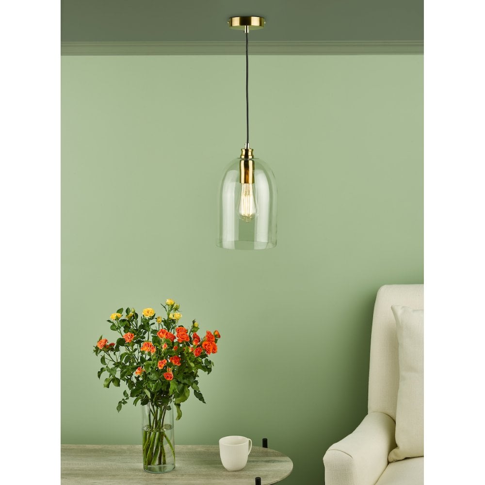 ARC0163 Archie Pendant Satin Bronze Glass