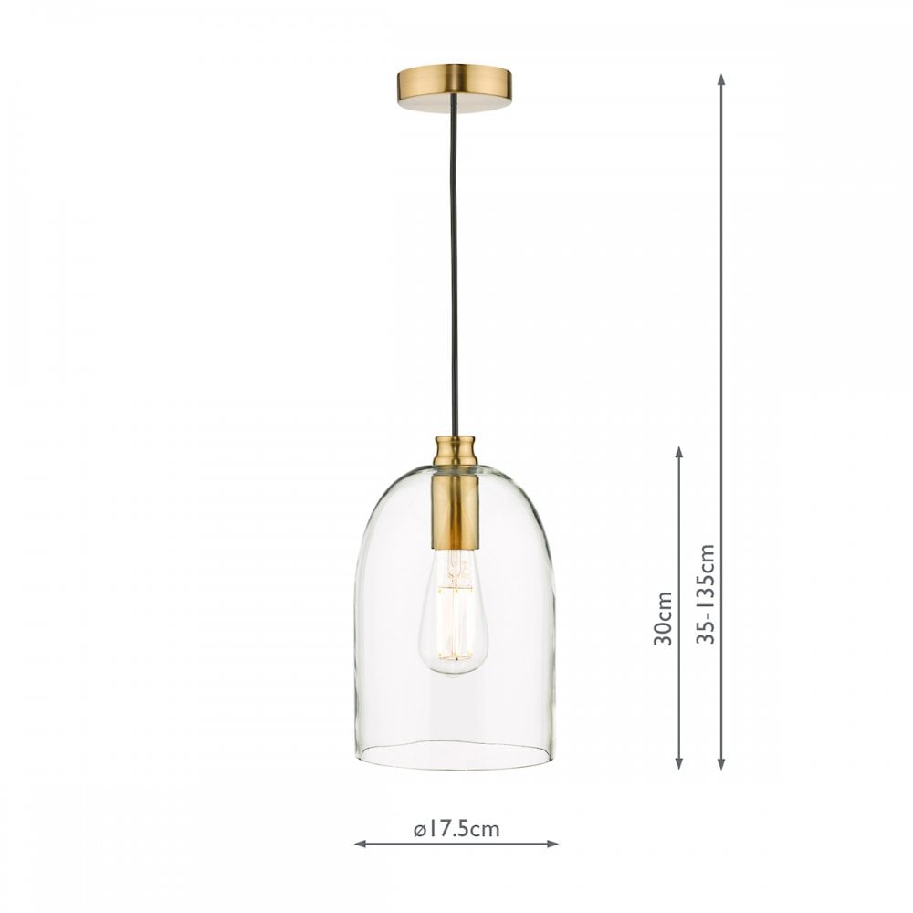 ARC0163 Archie Pendant Satin Bronze Glass