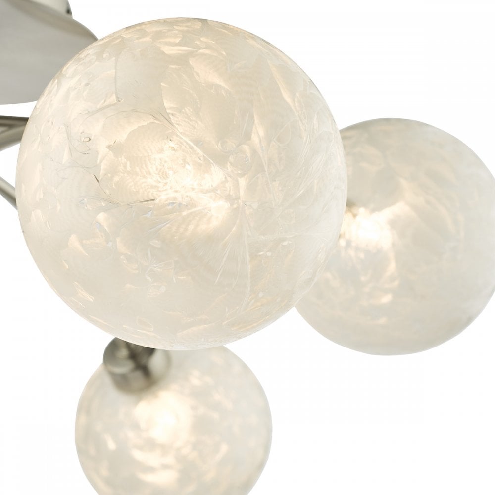 AVA6446 Avari 6 Light Semi Flush Satin Nickel Frosted Glass