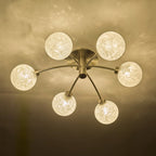 AVA6446 Avari 6 Light Semi Flush Satin Nickel Frosted Glass