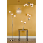AVA6446 Avari 6 Light Semi Flush Satin Nickel Frosted Glass