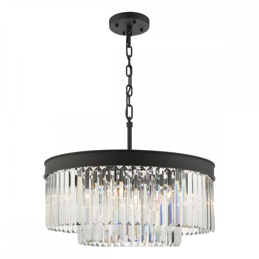 CEL0622 Celeus 6 Light Chandelier Anthracite & Crystal