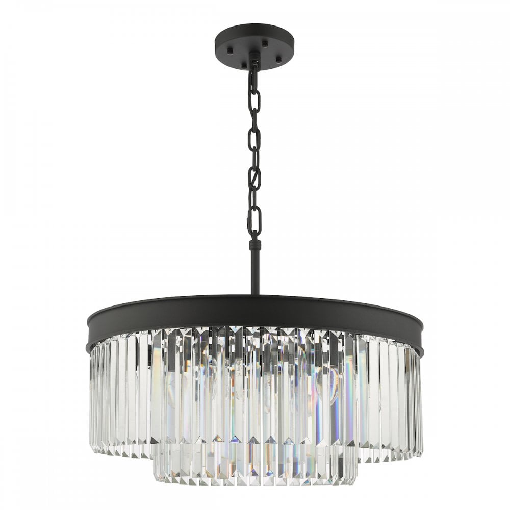 CEL0622 Celeus 6 Light Chandelier Anthracite & Crystal