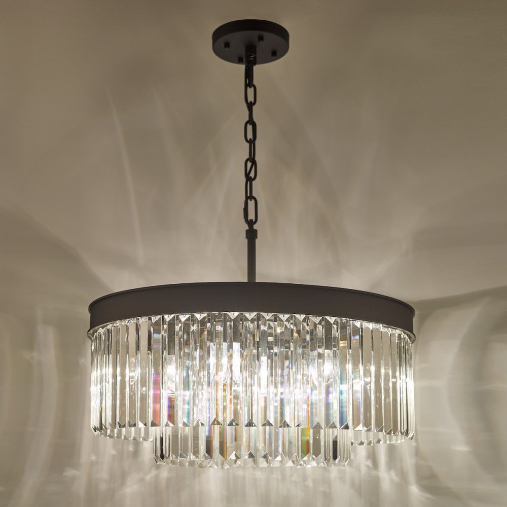 CEL0622 Celeus 6 Light Chandelier Anthracite & Crystal
