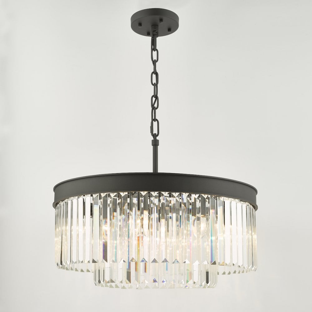 CEL0622 Celeus 6 Light Chandelier Anthracite & Crystal