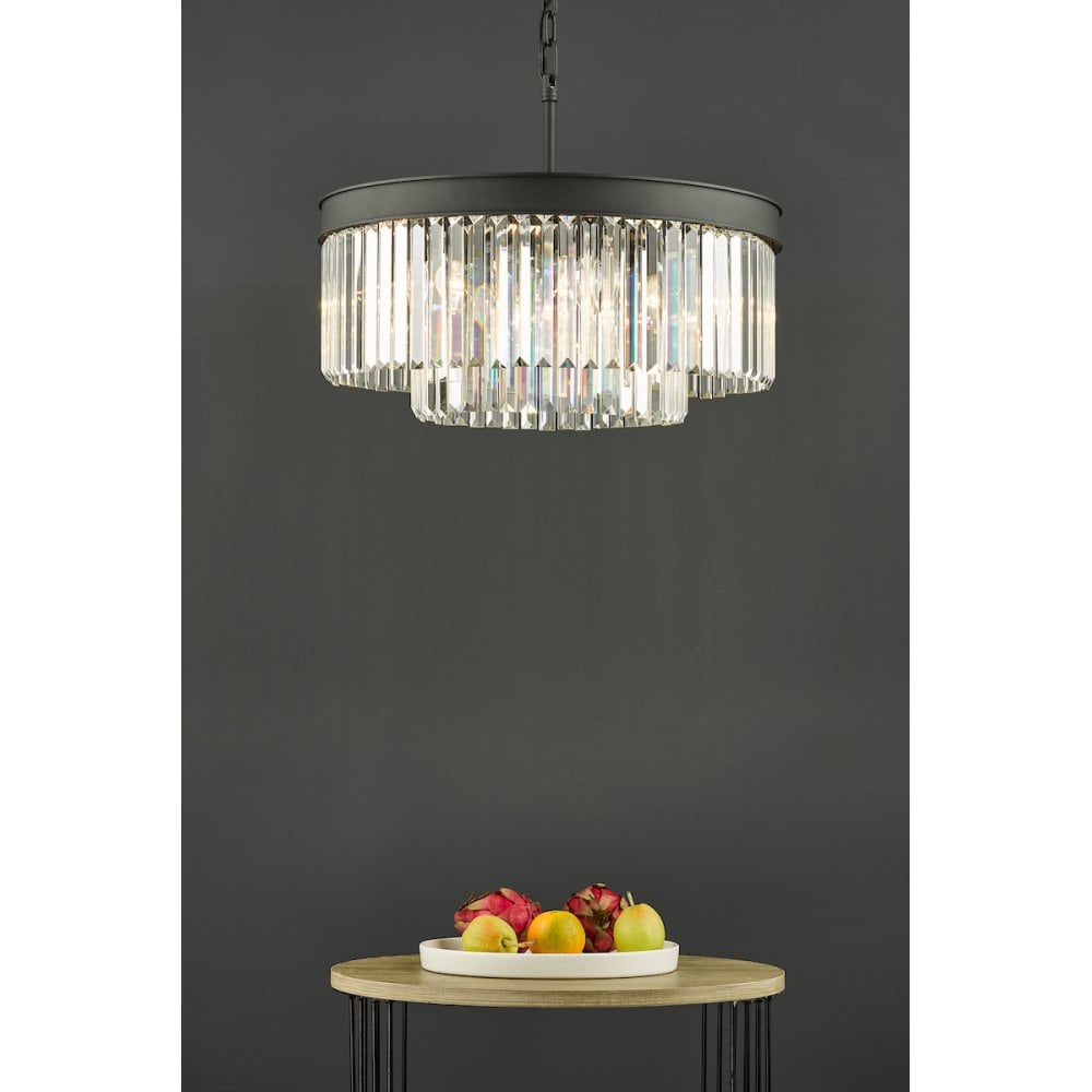CEL0622 Celeus 6 Light Chandelier Anthracite & Crystal