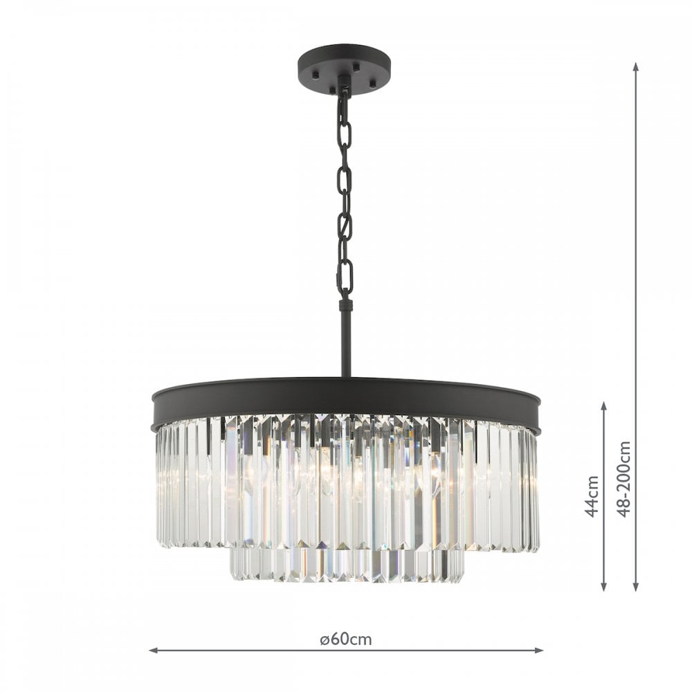 CEL0622 Celeus 6 Light Chandelier Anthracite & Crystal