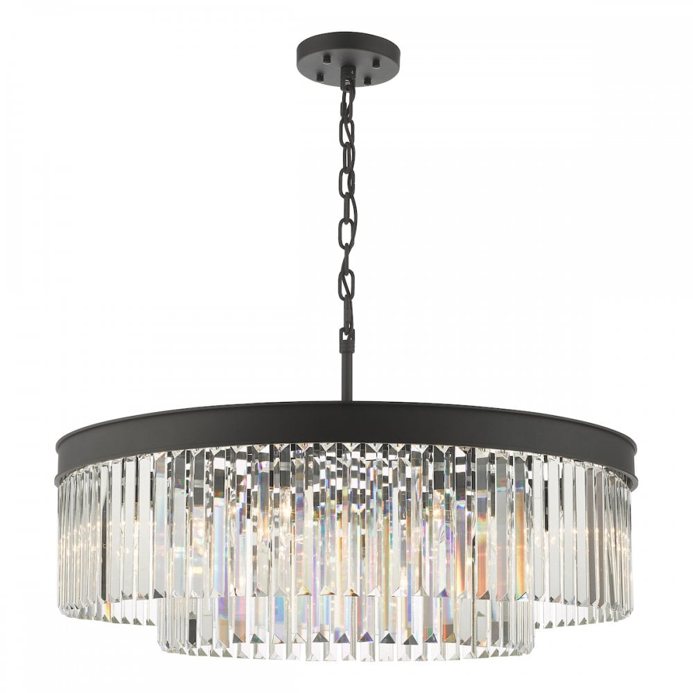 CEL0822 Celeus 8 Light Chandelier Anthracite & Crystal