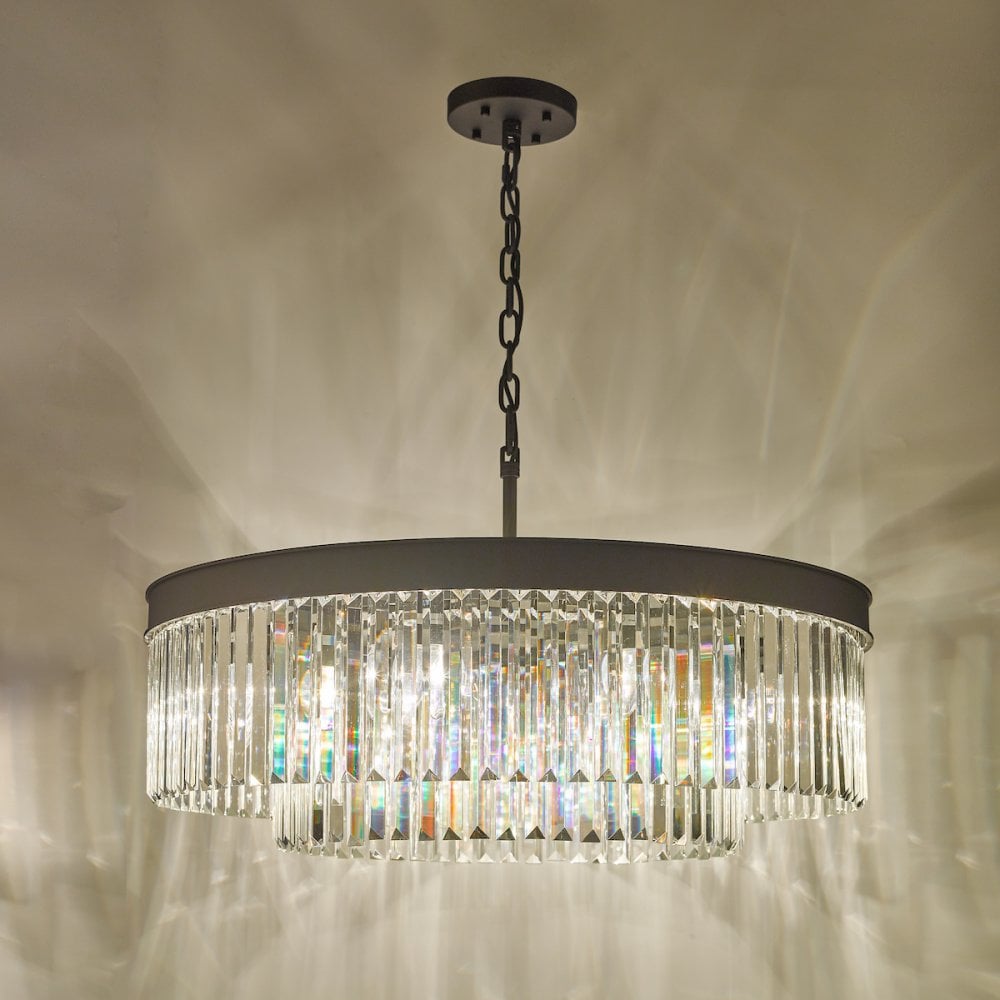CEL0822 Celeus 8 Light Chandelier Anthracite & Crystal