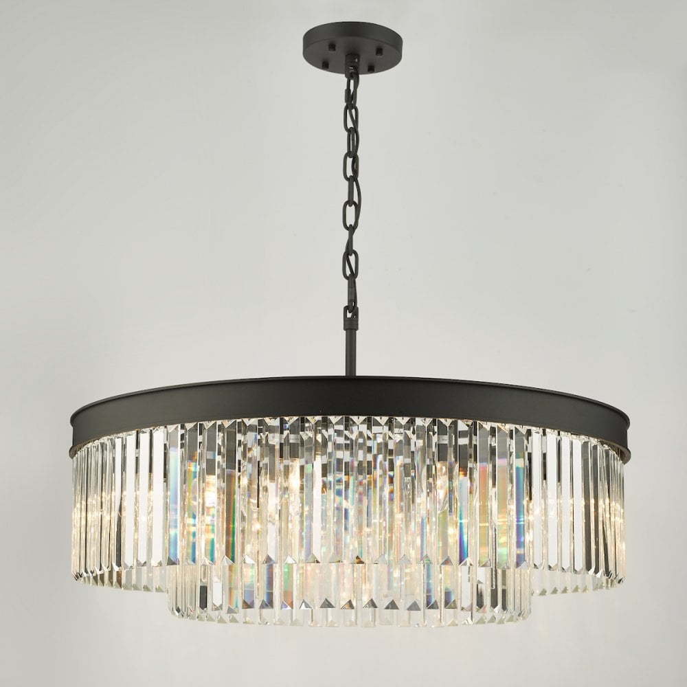 CEL0822 Celeus 8 Light Chandelier Anthracite & Crystal