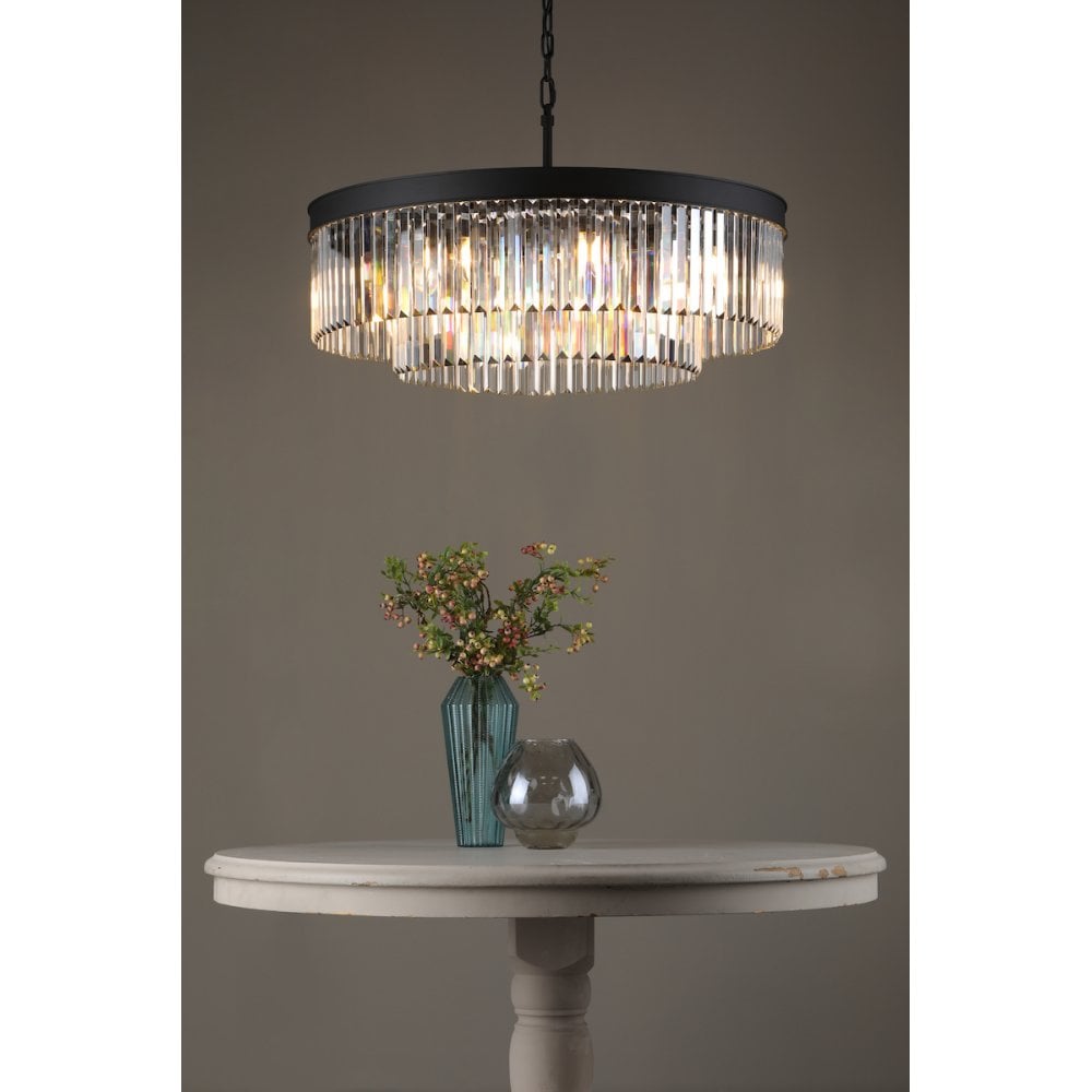CEL0822 Celeus 8 Light Chandelier Anthracite & Crystal