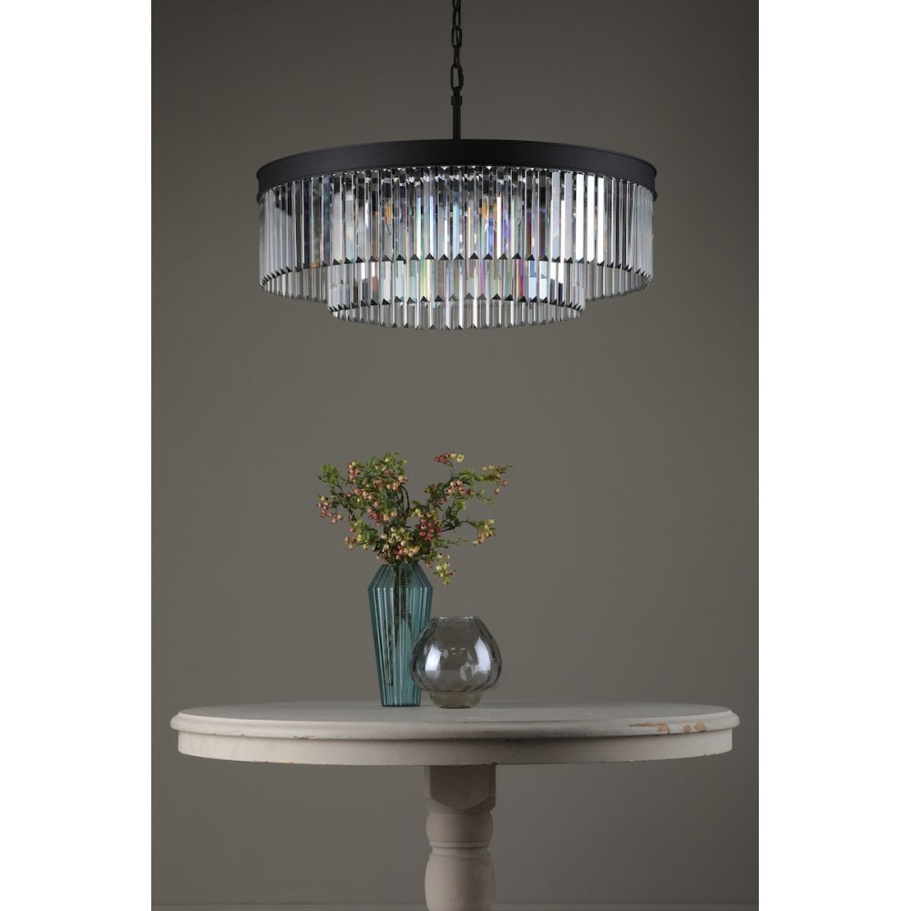 CEL0822 Celeus 8 Light Chandelier Anthracite & Crystal