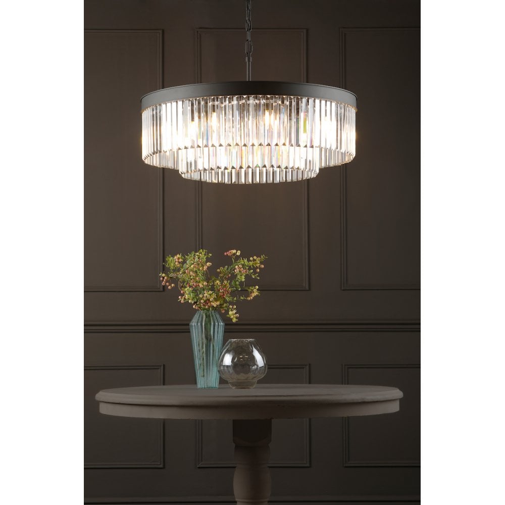 CEL0822 Celeus 8 Light Chandelier Anthracite & Crystal