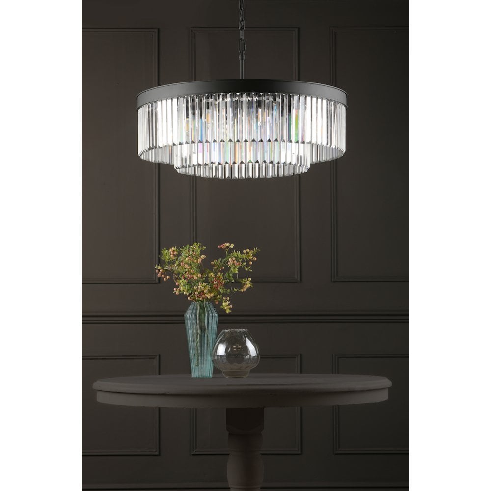CEL0822 Celeus 8 Light Chandelier Anthracite & Crystal