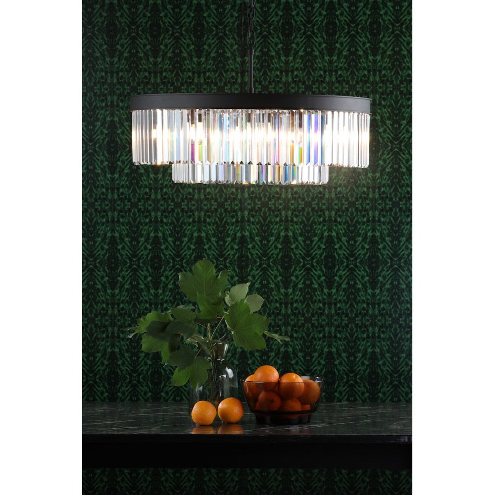 CEL0822 Celeus 8 Light Chandelier Anthracite & Crystal
