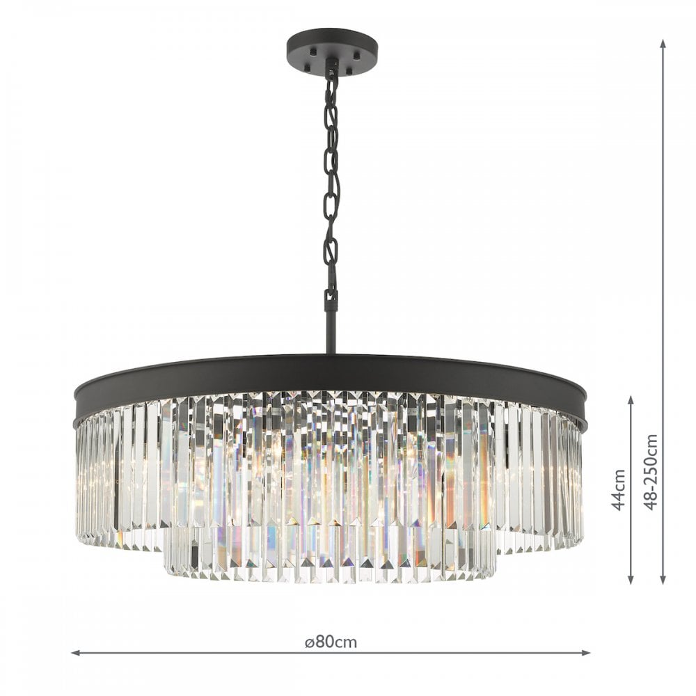 CEL0822 Celeus 8 Light Chandelier Anthracite & Crystal