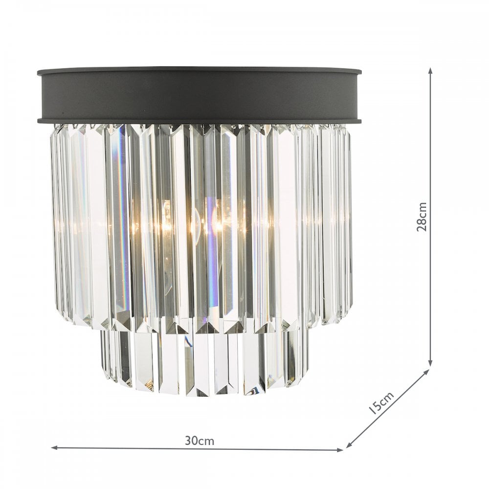 CEL0922 Celeus 2 Light Wall Light Anthracite & Crystal