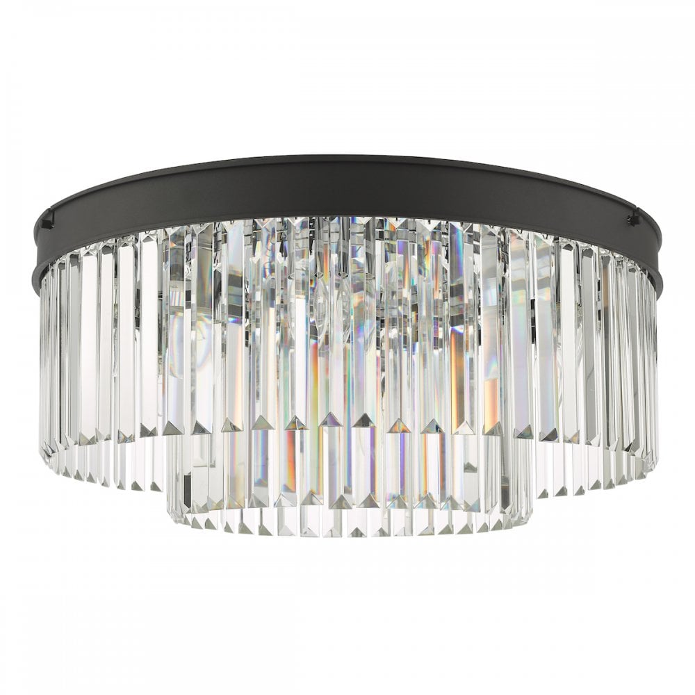 CEL4822 Celeus 6 Light Flush Matt Anthracite & Crystal